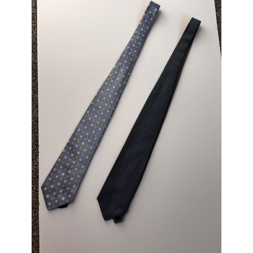 Tommy Hilfiger J.Crew lot of 2  Necktie Set Silk blue Patterned‎ Business Career